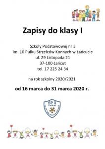 Nabór do klas I na rok szkolny 2020/2021